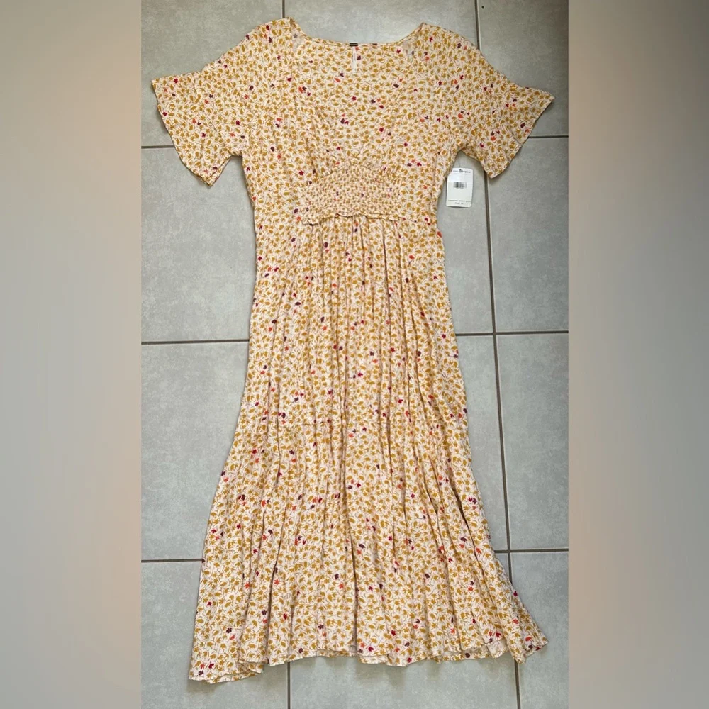 Free People In Full Bloom Smocked Waist Midi Dress - Picture 4 of 11